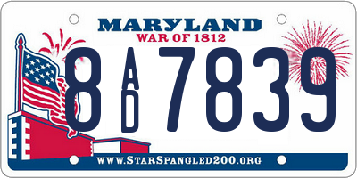 MD license plate 8AD7839