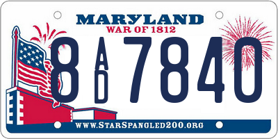 MD license plate 8AD7840