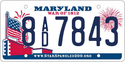 MD license plate 8AD7843