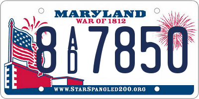 MD license plate 8AD7850