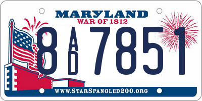 MD license plate 8AD7851