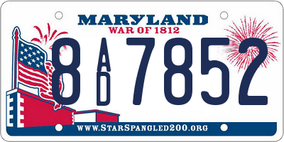 MD license plate 8AD7852