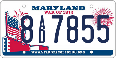 MD license plate 8AD7855