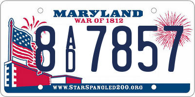 MD license plate 8AD7857
