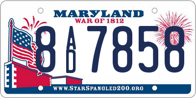 MD license plate 8AD7858