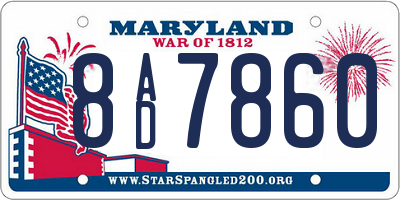 MD license plate 8AD7860