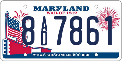 MD license plate 8AD7861