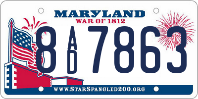 MD license plate 8AD7863