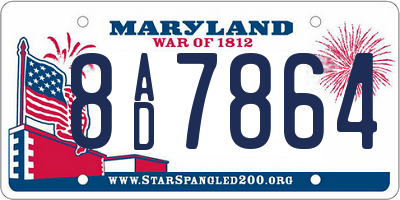 MD license plate 8AD7864