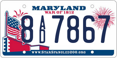 MD license plate 8AD7867