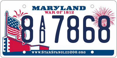 MD license plate 8AD7868