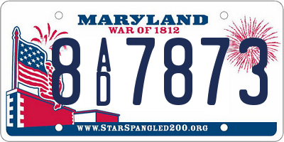 MD license plate 8AD7873