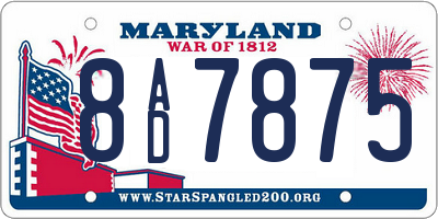 MD license plate 8AD7875