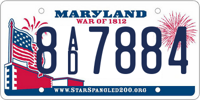 MD license plate 8AD7884