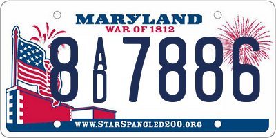 MD license plate 8AD7886