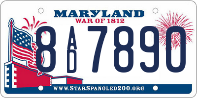 MD license plate 8AD7890