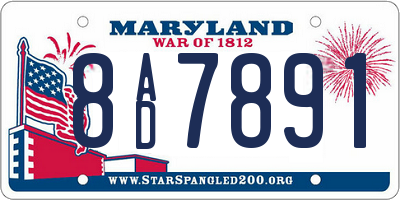 MD license plate 8AD7891