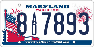 MD license plate 8AD7893