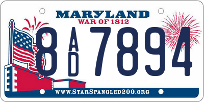 MD license plate 8AD7894