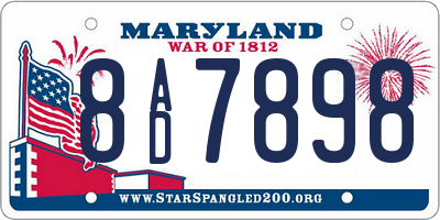 MD license plate 8AD7898