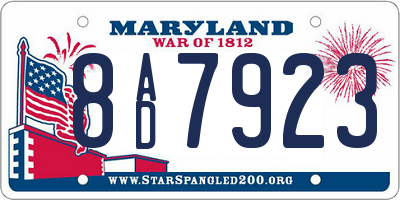 MD license plate 8AD7923