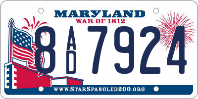 MD license plate 8AD7924