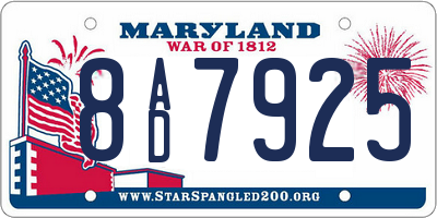 MD license plate 8AD7925