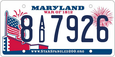 MD license plate 8AD7926