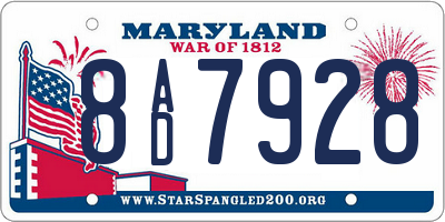 MD license plate 8AD7928