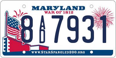 MD license plate 8AD7931