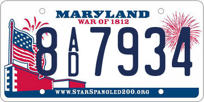 MD license plate 8AD7934