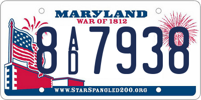 MD license plate 8AD7938