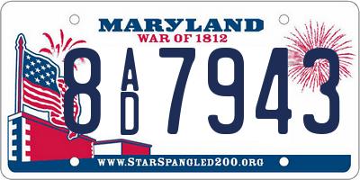 MD license plate 8AD7943