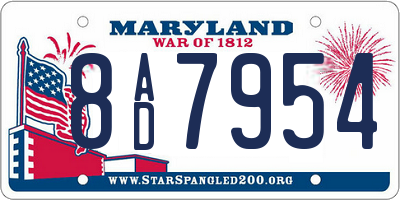 MD license plate 8AD7954