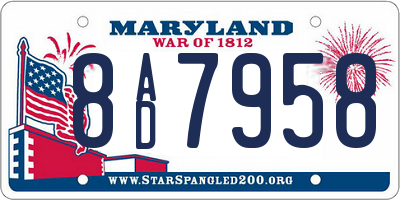MD license plate 8AD7958