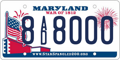 MD license plate 8AD8000