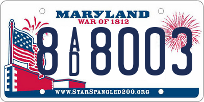 MD license plate 8AD8003