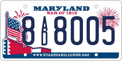 MD license plate 8AD8005