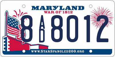 MD license plate 8AD8012