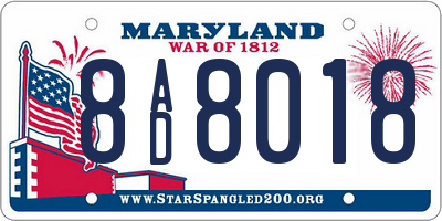 MD license plate 8AD8018