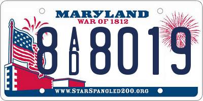 MD license plate 8AD8019