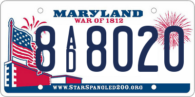 MD license plate 8AD8020