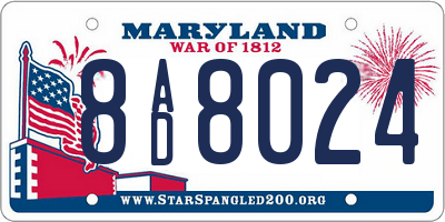 MD license plate 8AD8024