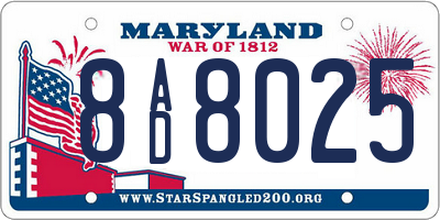 MD license plate 8AD8025