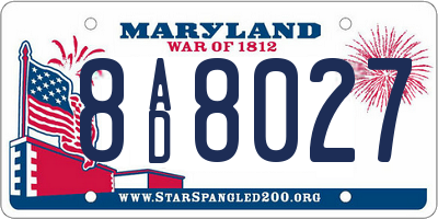 MD license plate 8AD8027