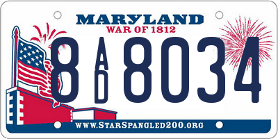 MD license plate 8AD8034