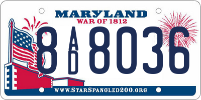 MD license plate 8AD8036