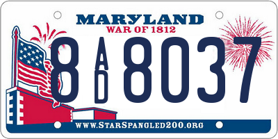 MD license plate 8AD8037
