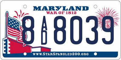 MD license plate 8AD8039
