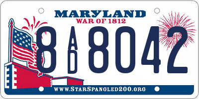 MD license plate 8AD8042